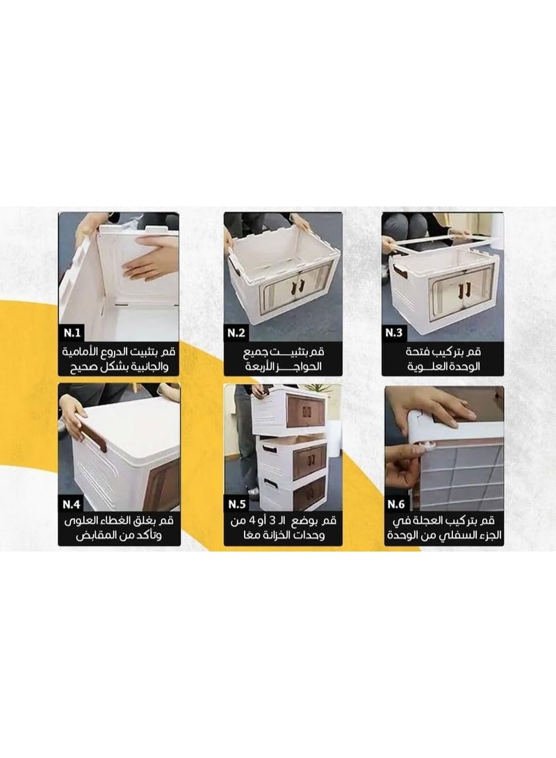 NAMA 4-Tier Plastic Clear-Door Storage Cabinet, White and Beige Display Drawers, Organizer Unit with Transparent Doors, Home Office Storage Solution - Image 2